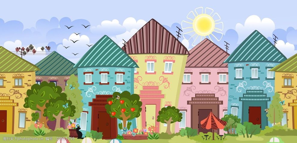 关键词:卡通建筑 城市建筑 手绘建筑 建筑模型 建筑插画 漫画背景