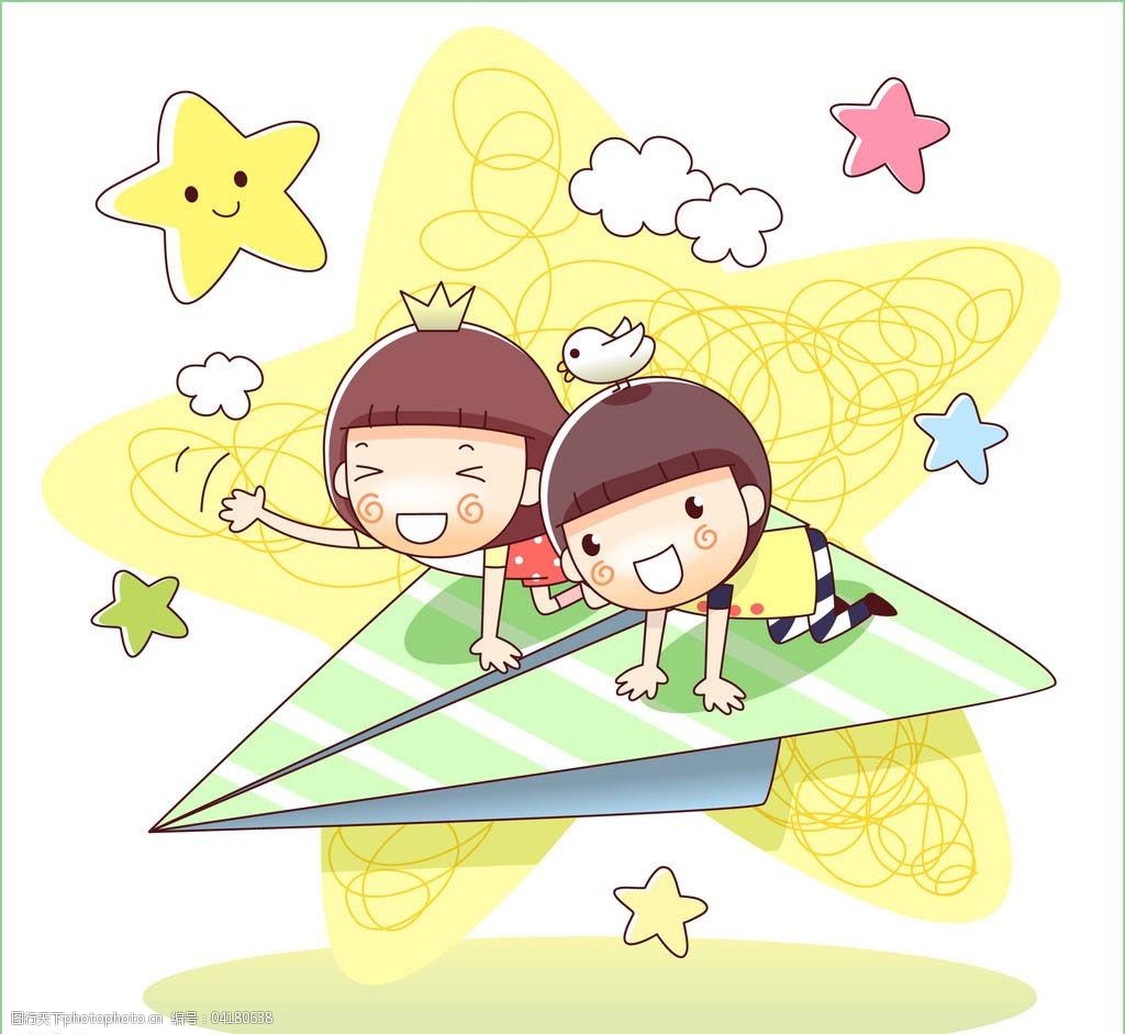 趴在纸飞机上飞的孩子图片