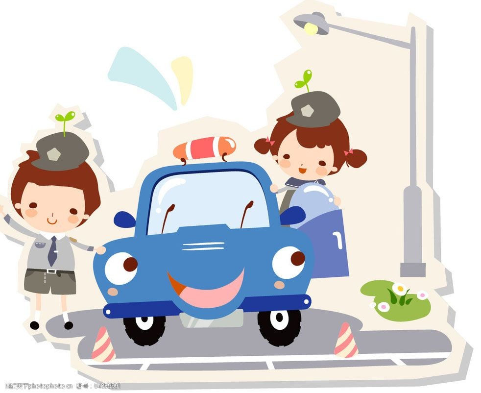 开汽车的儿童插画