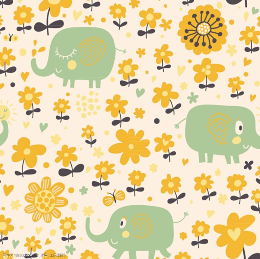 关键词:卡通图案插画 卡通插画 可爱图案 大象 花卉 鲸鱼 卡通手绘
