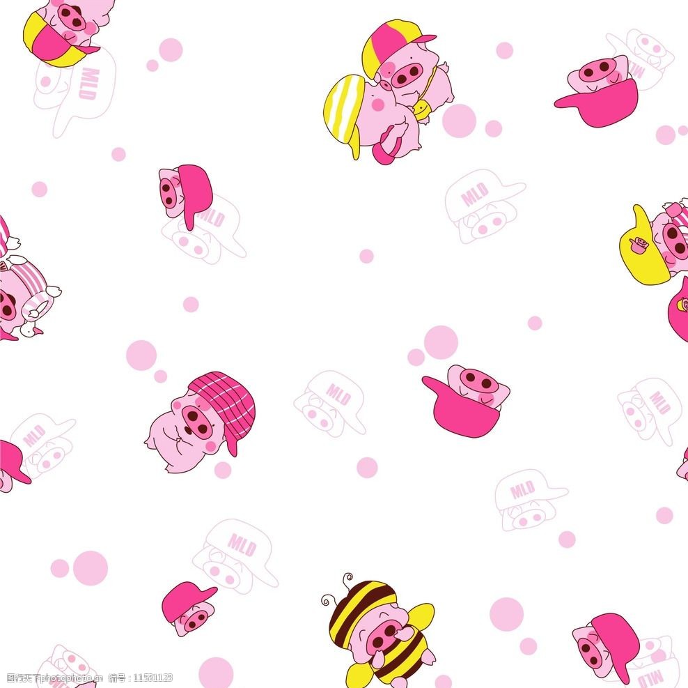 儿童服饰卡通麦兜印花布料循环图图片