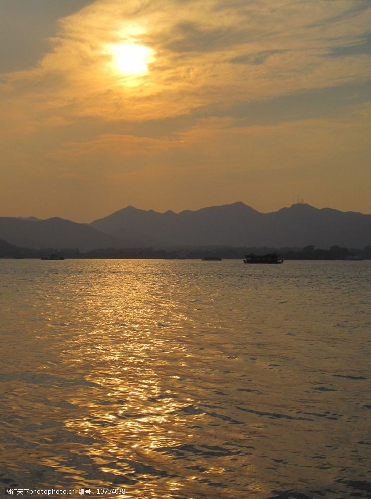 杭州西湖夕阳图片