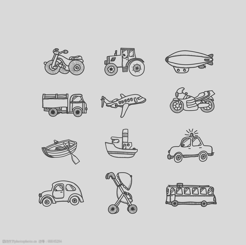 12款手绘交通工具图片
