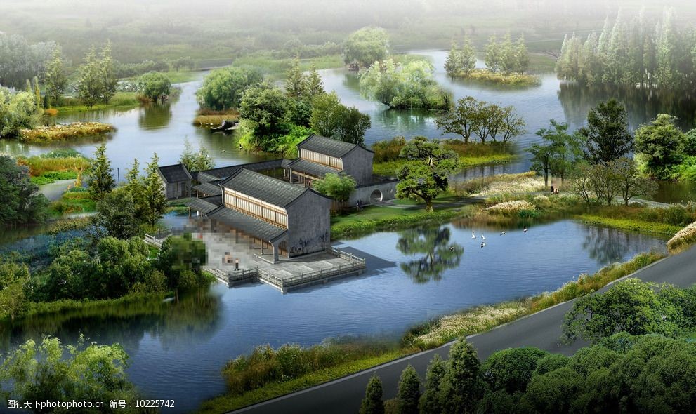 湿地公园建筑景观图片