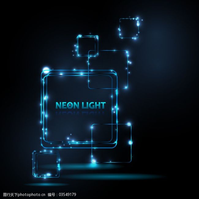 黑色背景下的蓝色正方形与光斑图片