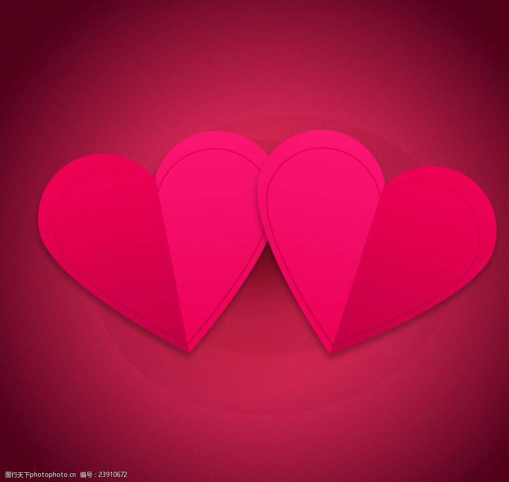 玫红色双心设计矢量素材