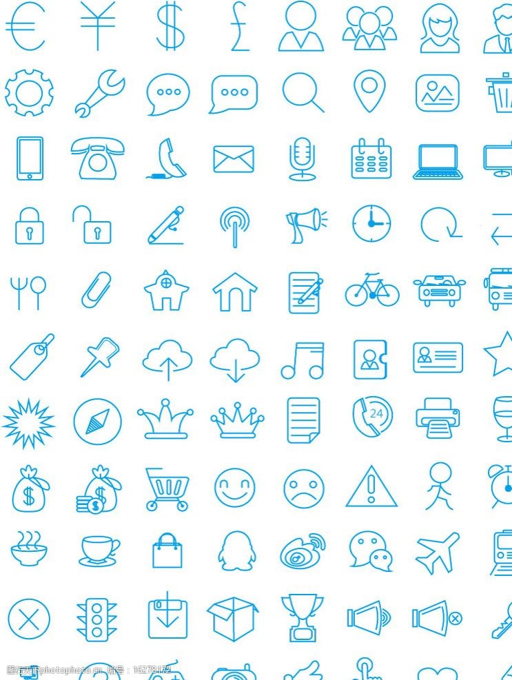 蓝色 线绘 商务 图标 矢量 素材 源文件 网页 设计 广告设计 ai