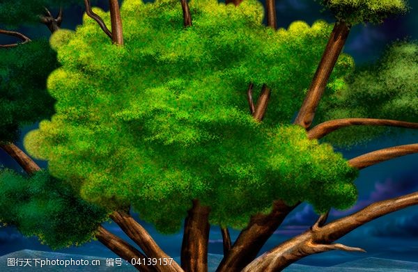 绿意盎然的参天大树psd分层素材