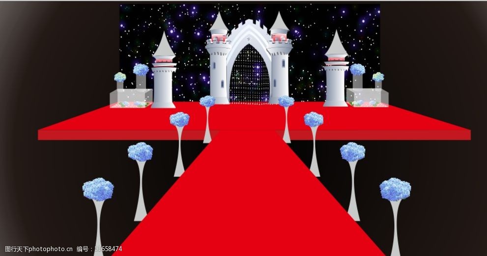 红色城堡婚礼舞台图片