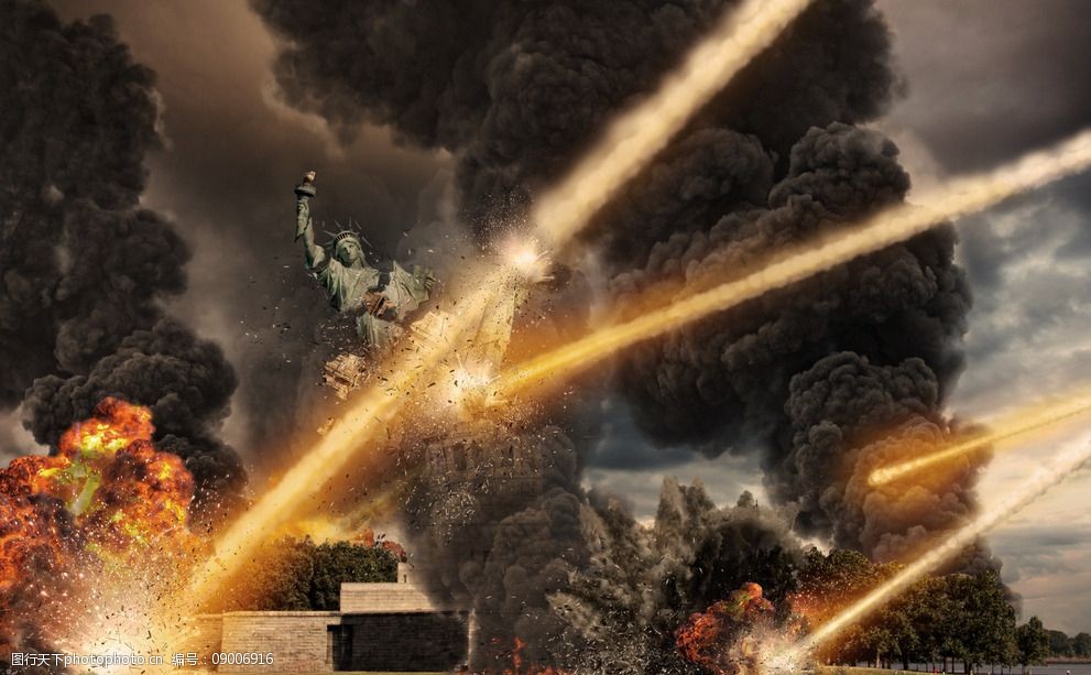 末日陨石撞地球图片