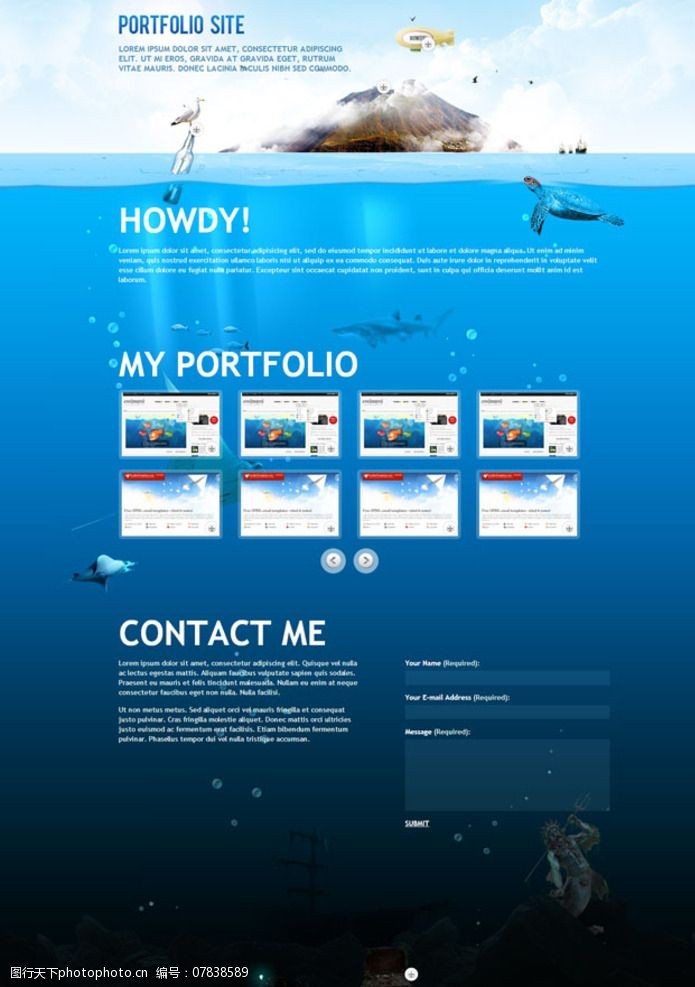 海洋世界旅游网站模板图片