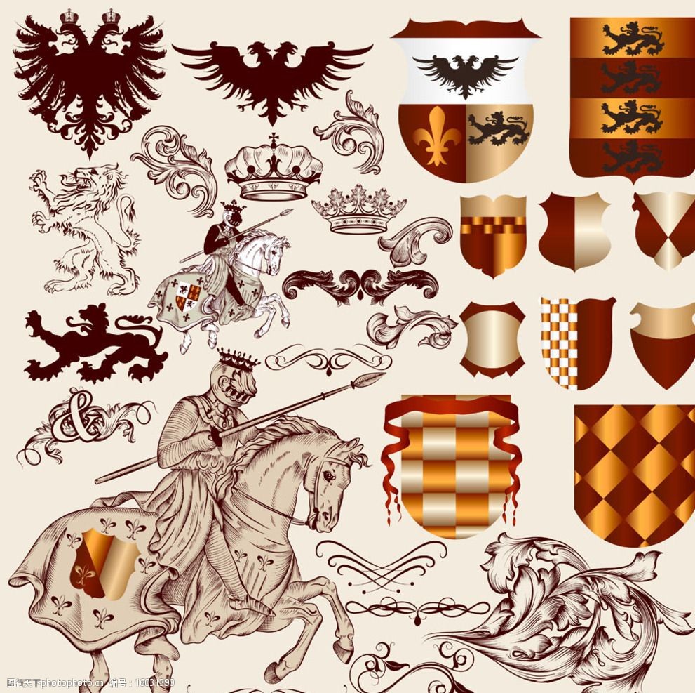 欧式骑士花纹图片
