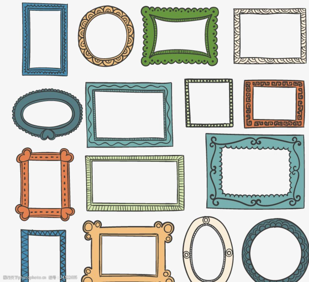 彩绘相框设计矢量素材