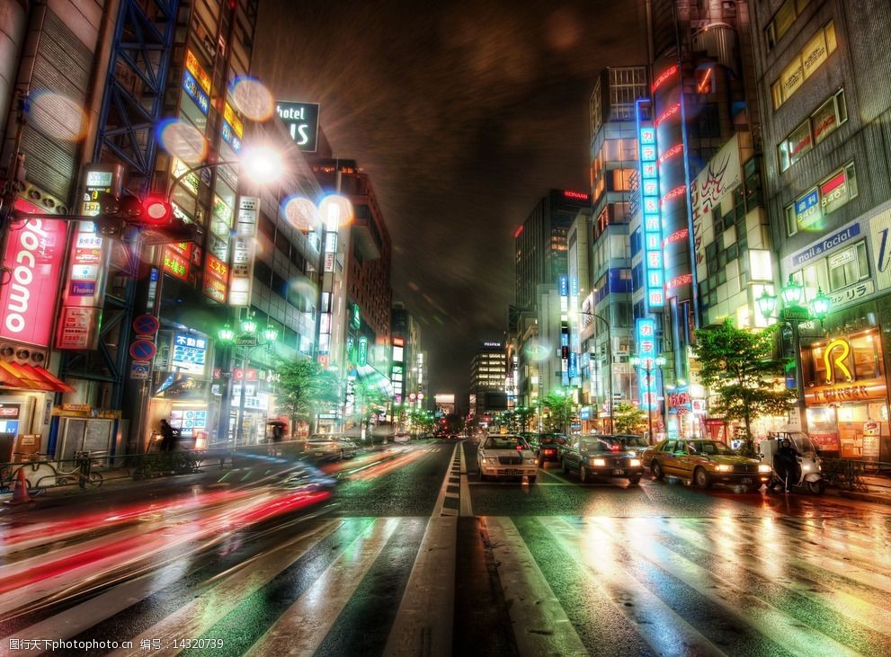 東京銀座夜晚街景圖片