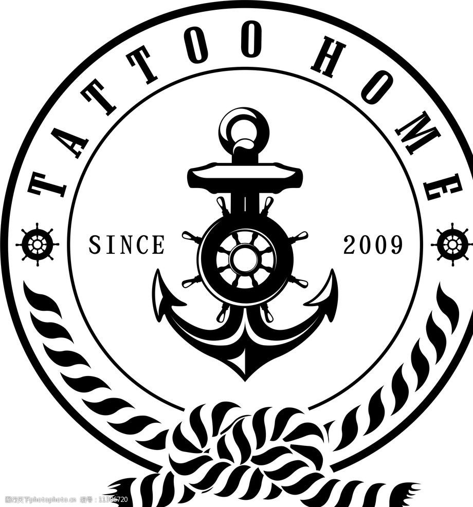 关键词:tattoohome纹身 船锚 tattoo 绳子 邮戳 圆 设计 标志图标