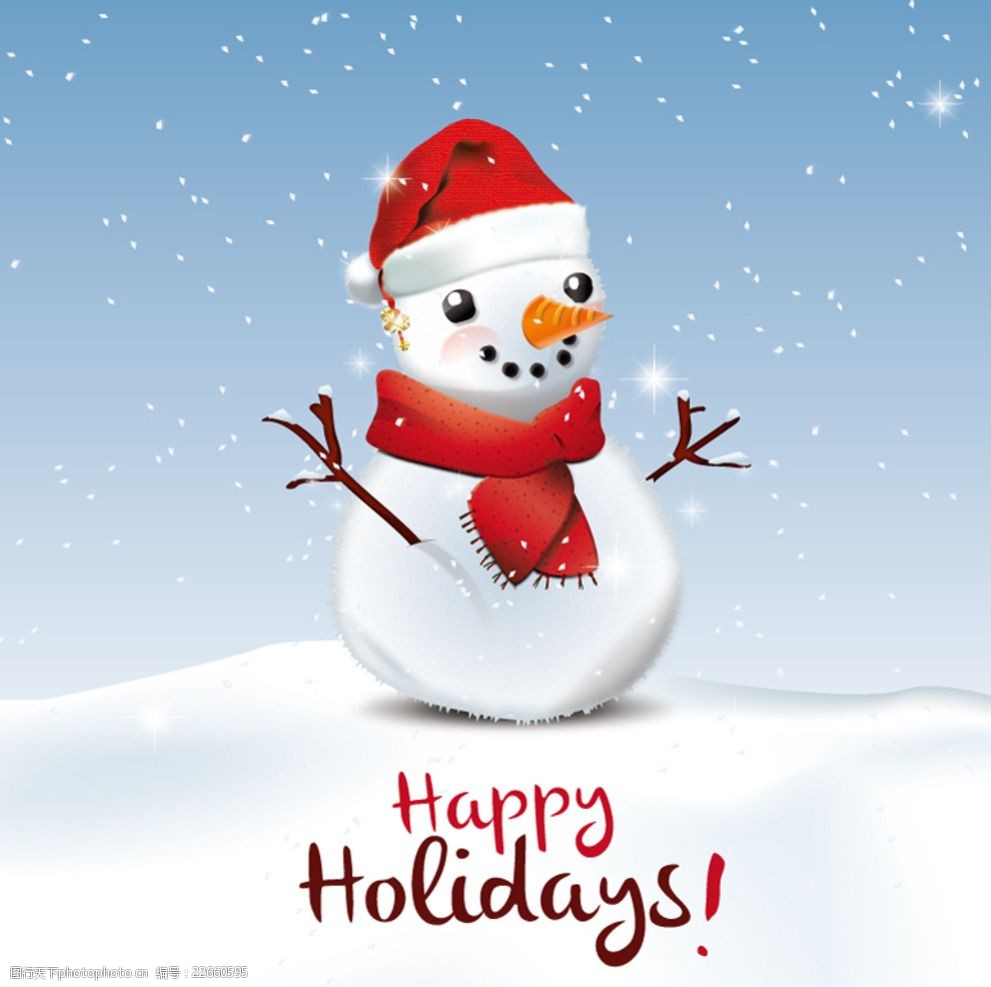 可爱圣诞雪人海报矢量素材