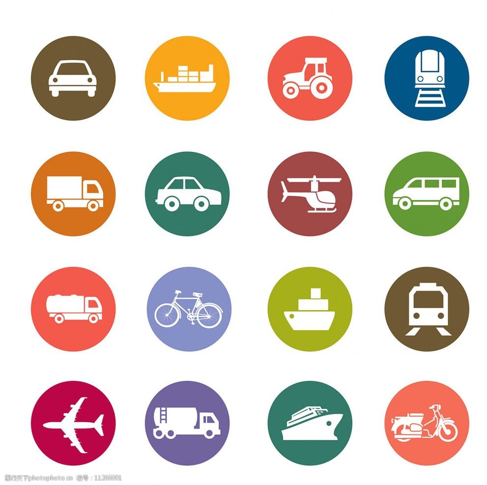 彩色交通运输图标图片
