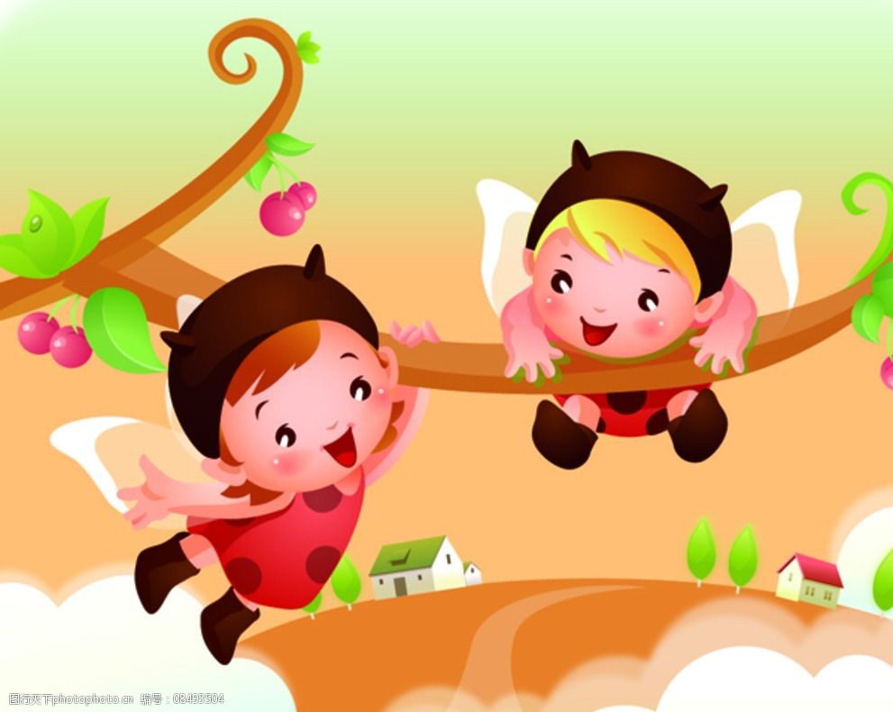 儿童玩耍卡通矢量源文件素材图片