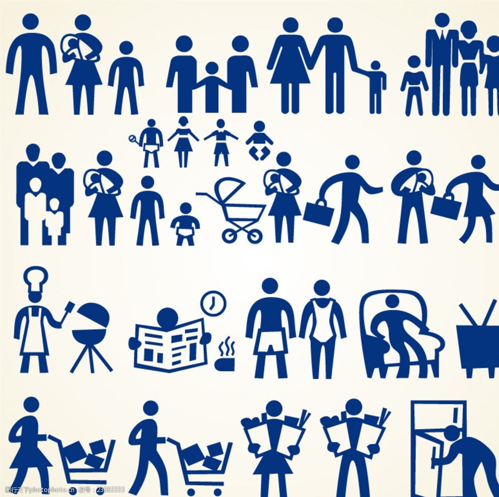 创意家庭人物剪影矢量素材图片-图行天下图库