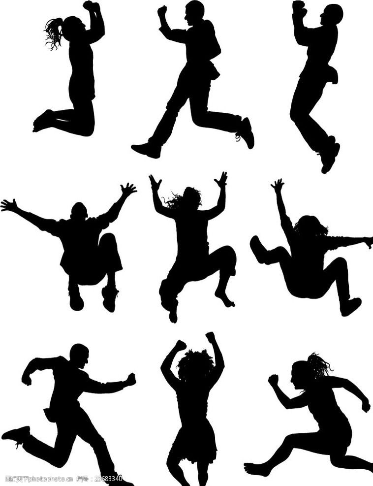 跳跃人物剪影矢量素材