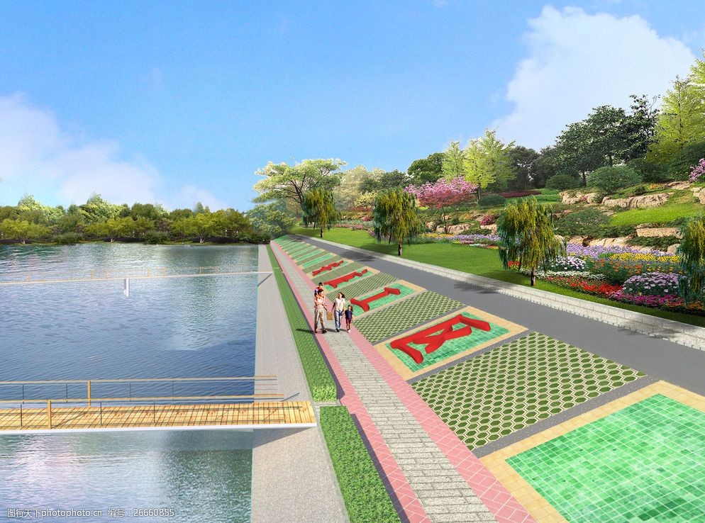 河道绿化效果图图片