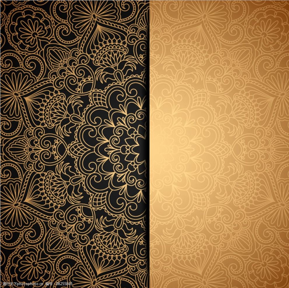 欧式复古底纹黑色背景图片