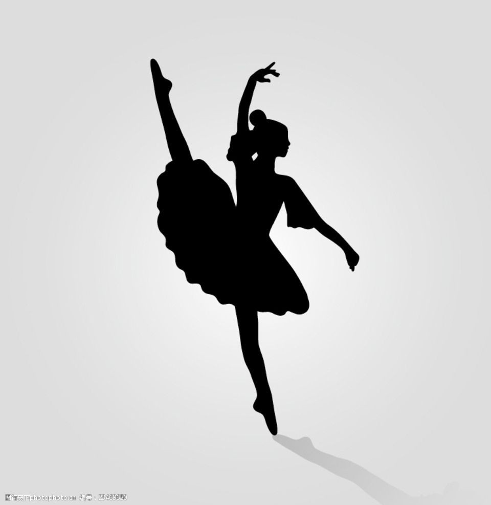 芭蕾舞小女孩剪影图片
