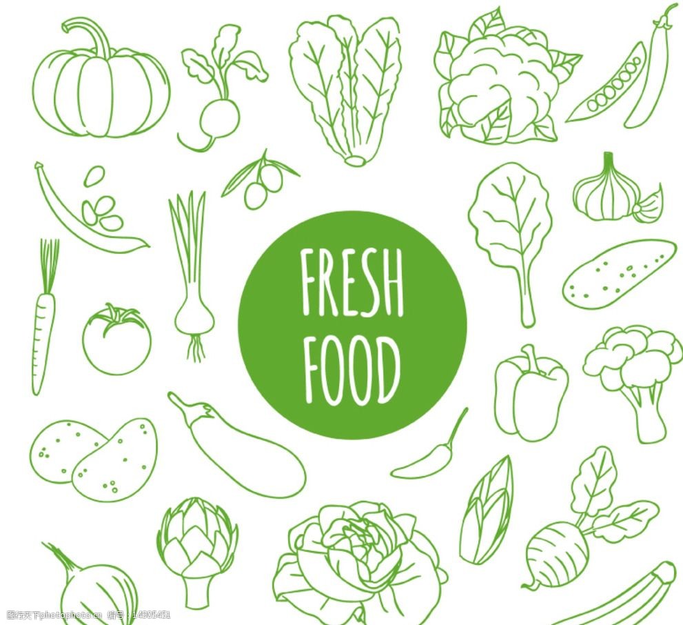 新鲜蔬菜背景矢量素材图片