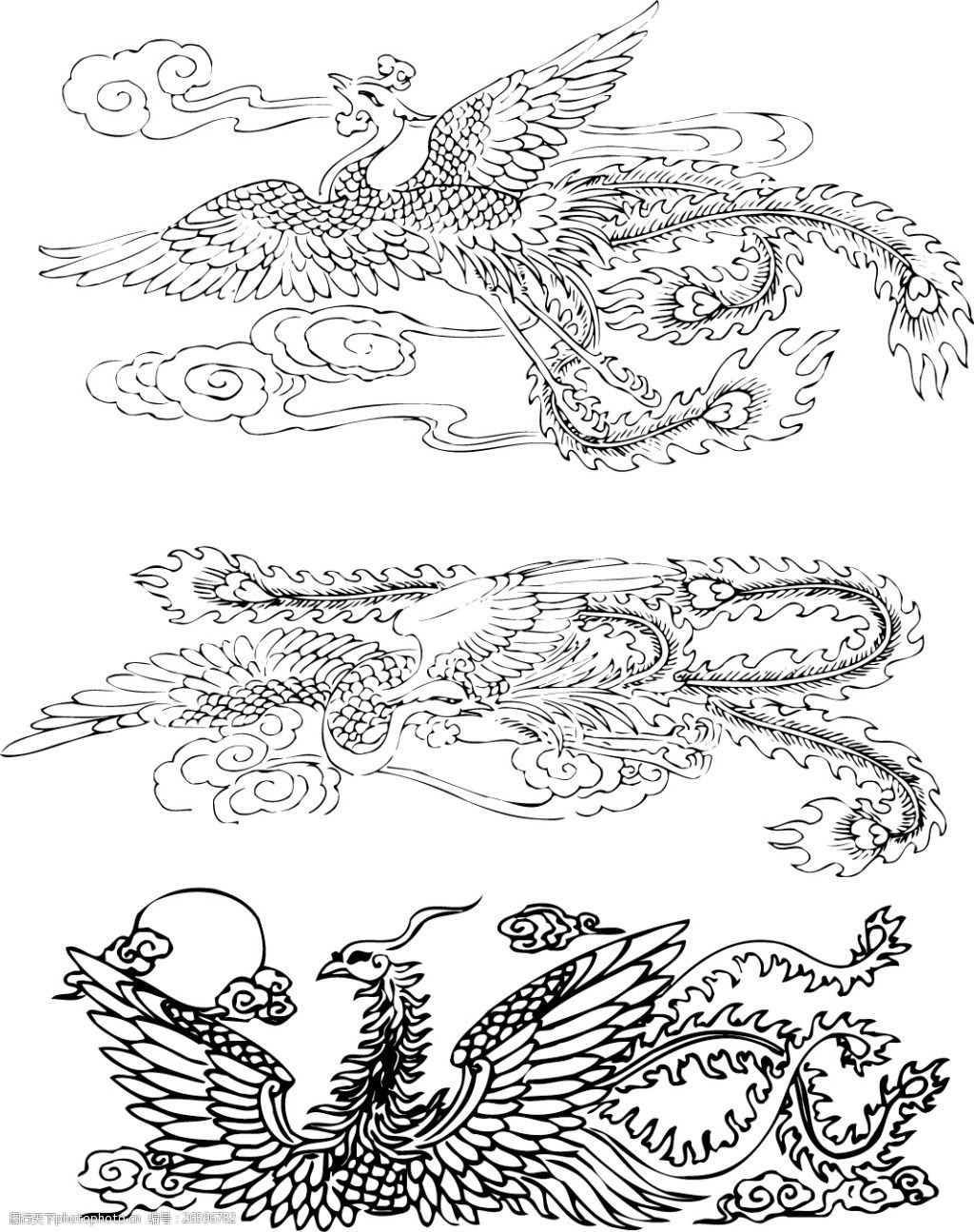 凤舞中国风线稿ai矢量素材265