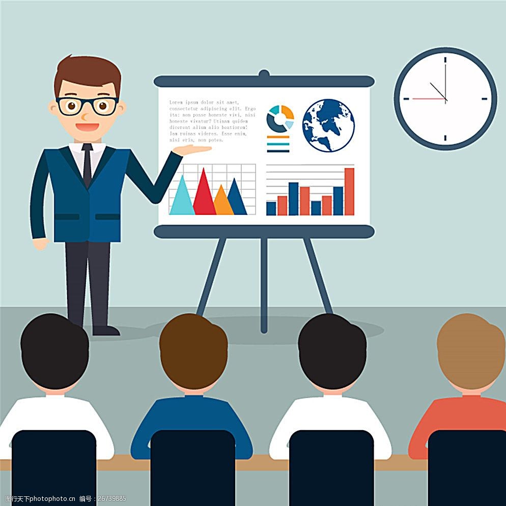 卡通商务演示矢量素材图片