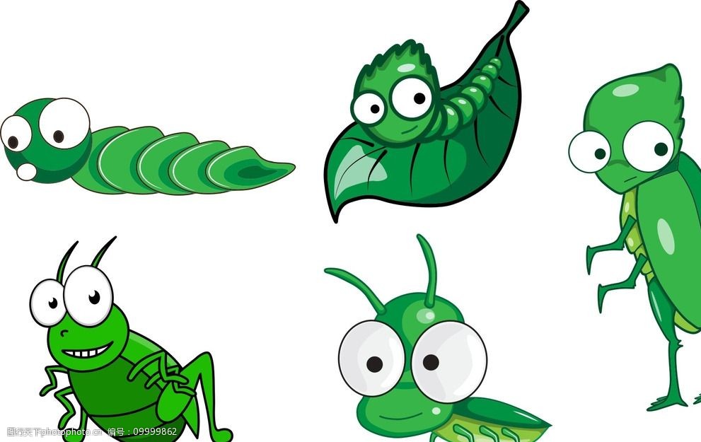 卡通绿色虫子图片
