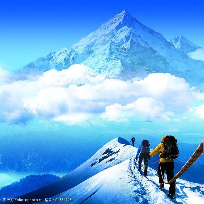 登山 雪地 志存高远脚踏实地 图片素材 背景图片