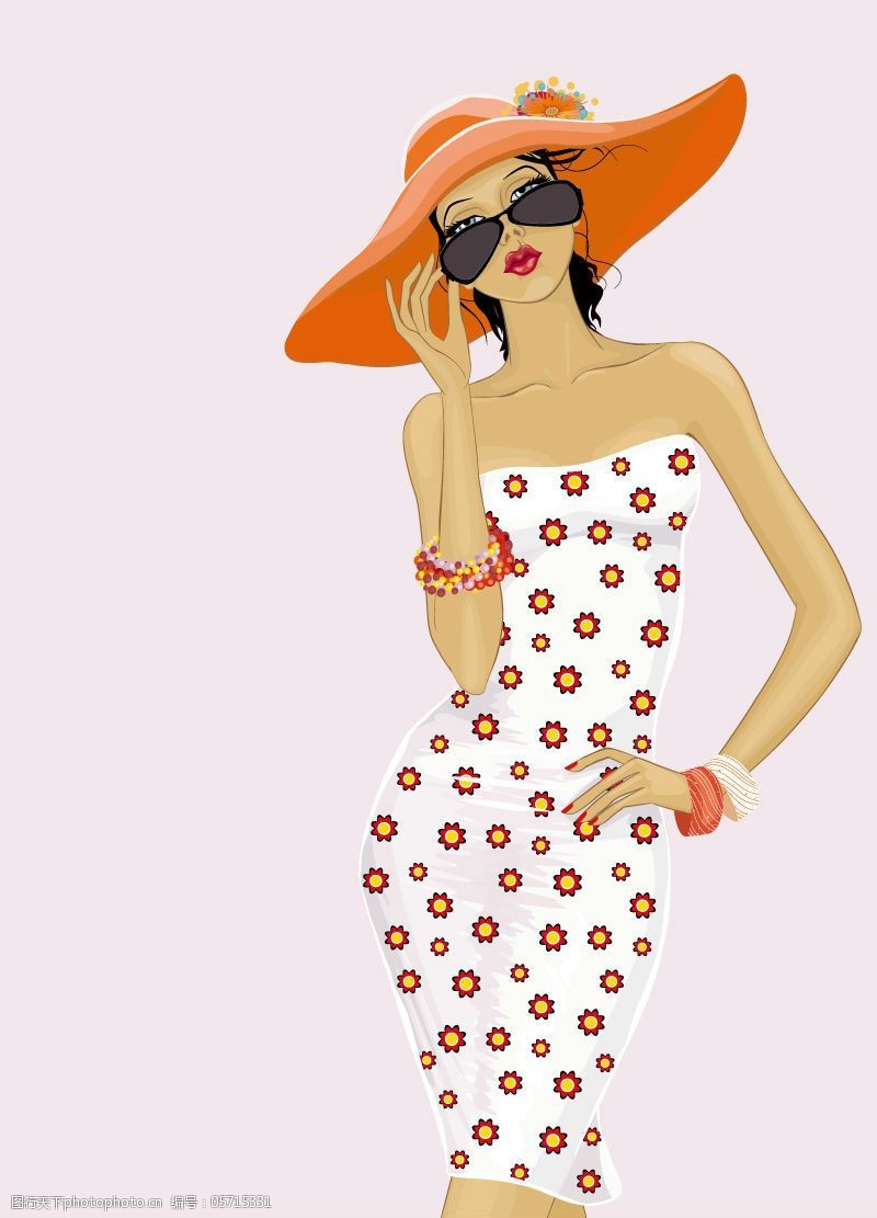 夏日时尚女郎设计矢量素材
