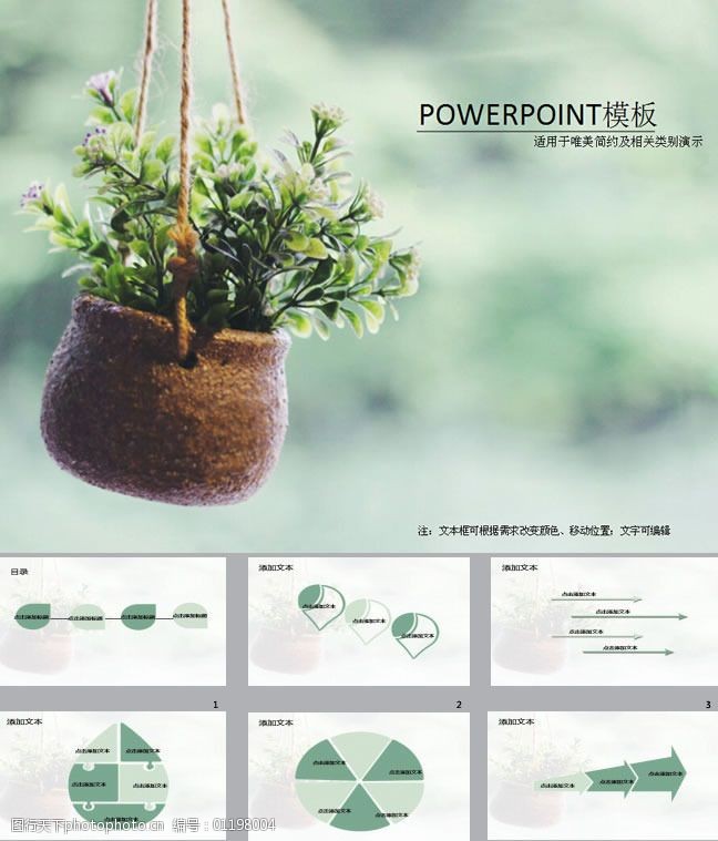 唯美盆栽ppt背景图片下载