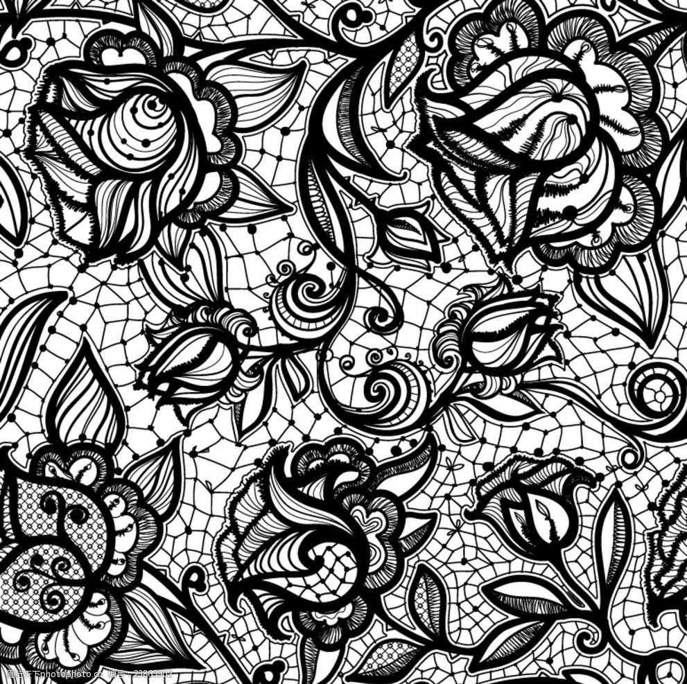 黑色蕾丝花纹背景矢量素材