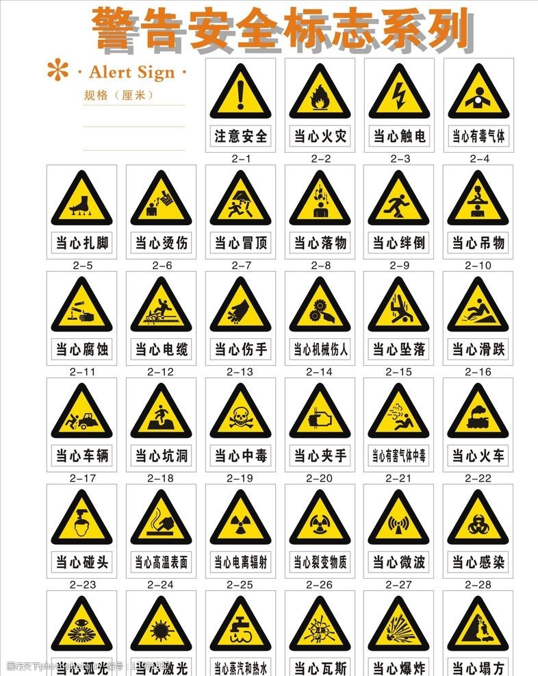 警告安全標誌系列矢量貼圖圖片