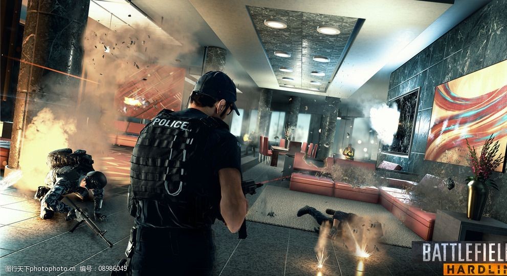 犯罪现场警匪火拼图片