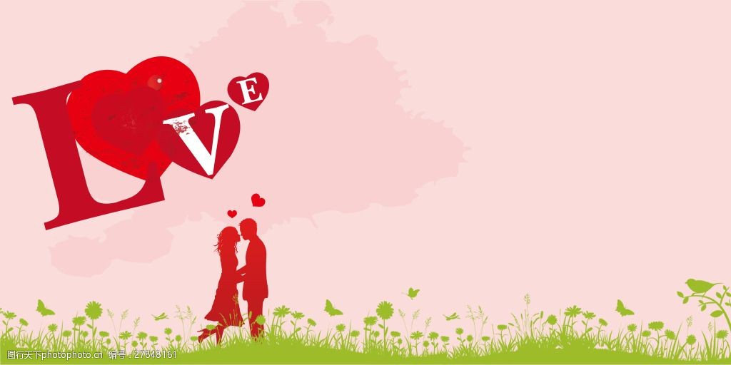 红绿色浪漫温馨背景素材