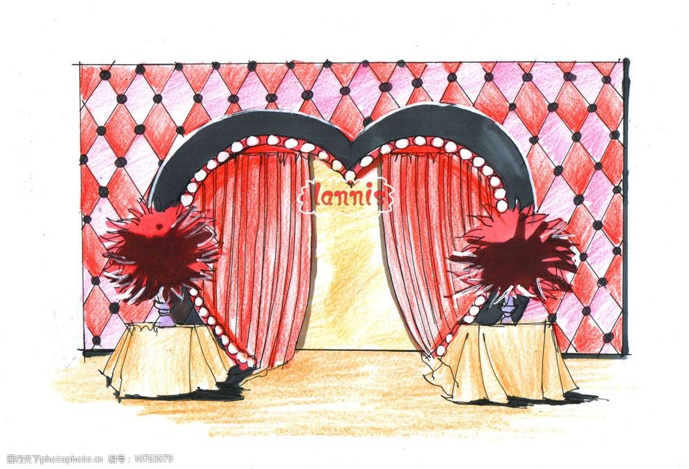婚礼舞台设计手绘效果图图片