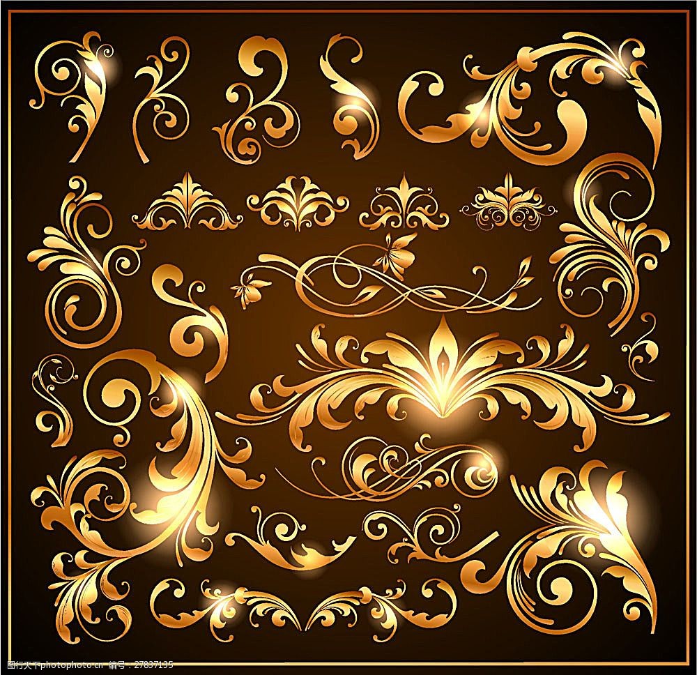 金色花纹素材图片-图行天下图库
