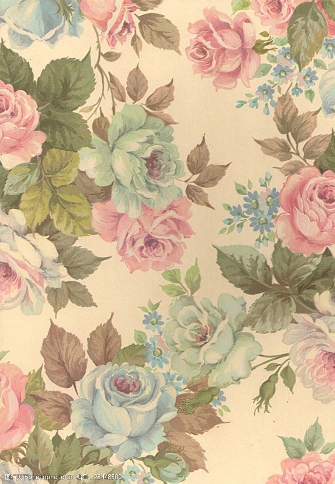 水彩复古碎花底纹