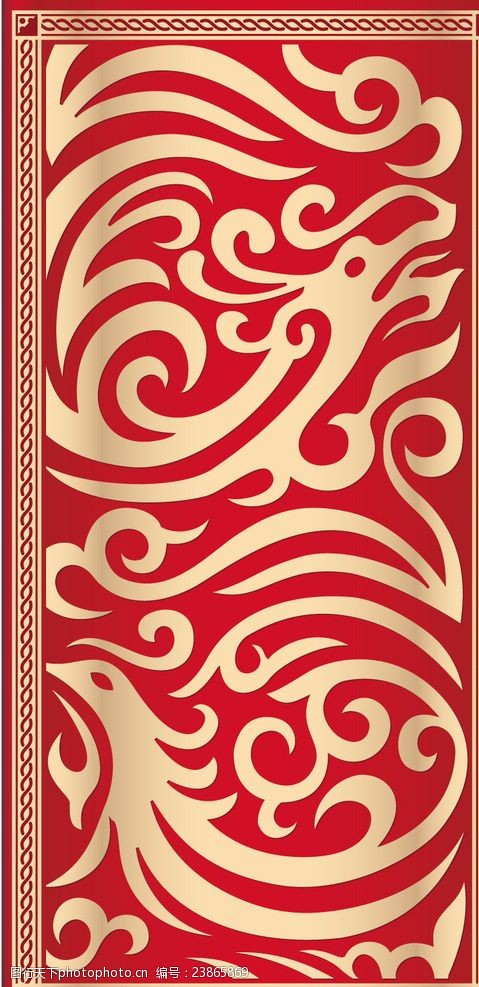 华丽龙凤花纹矢量素材