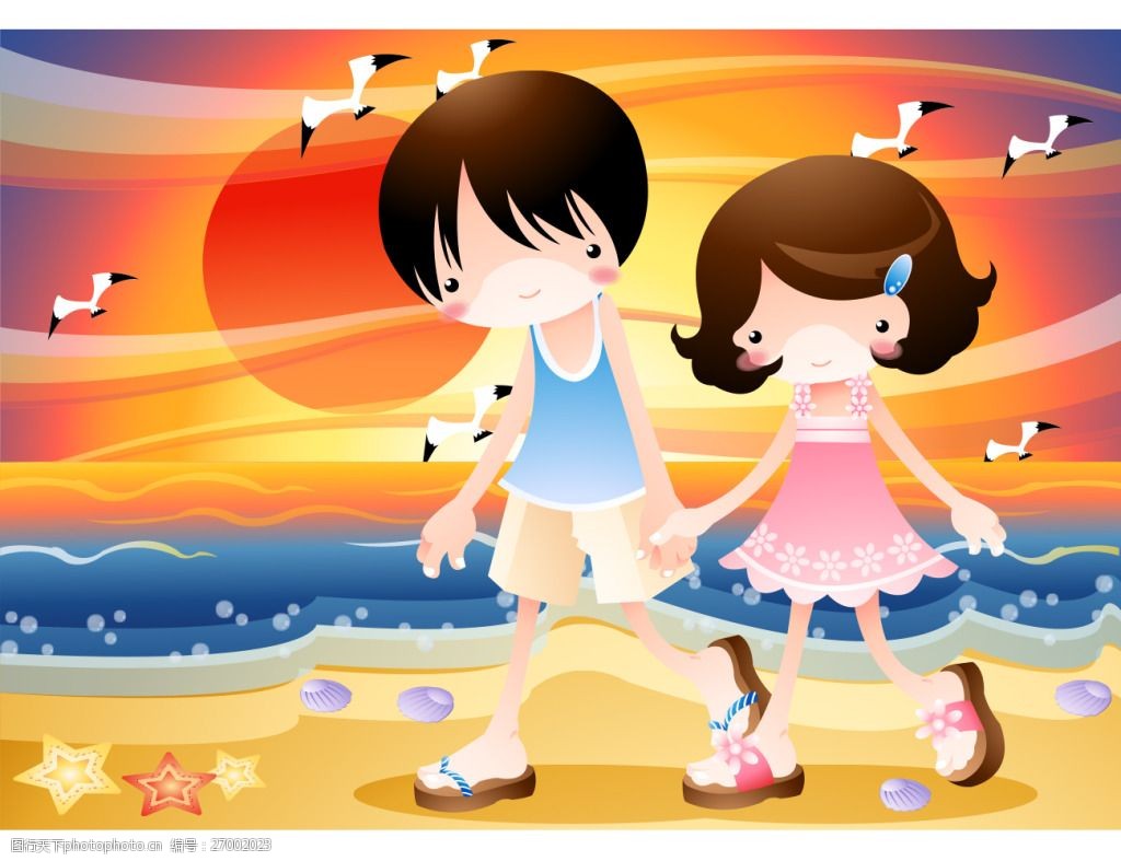 夏日童话夕阳西下去散步