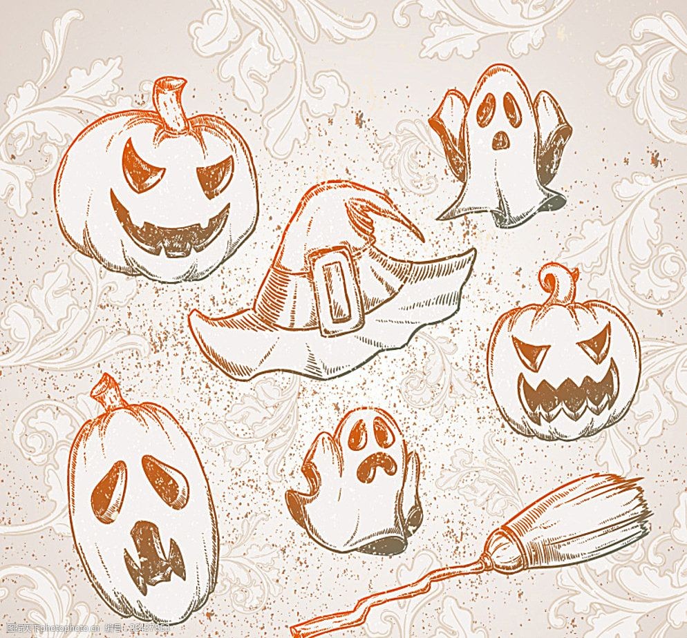 手绘万圣节元素图片