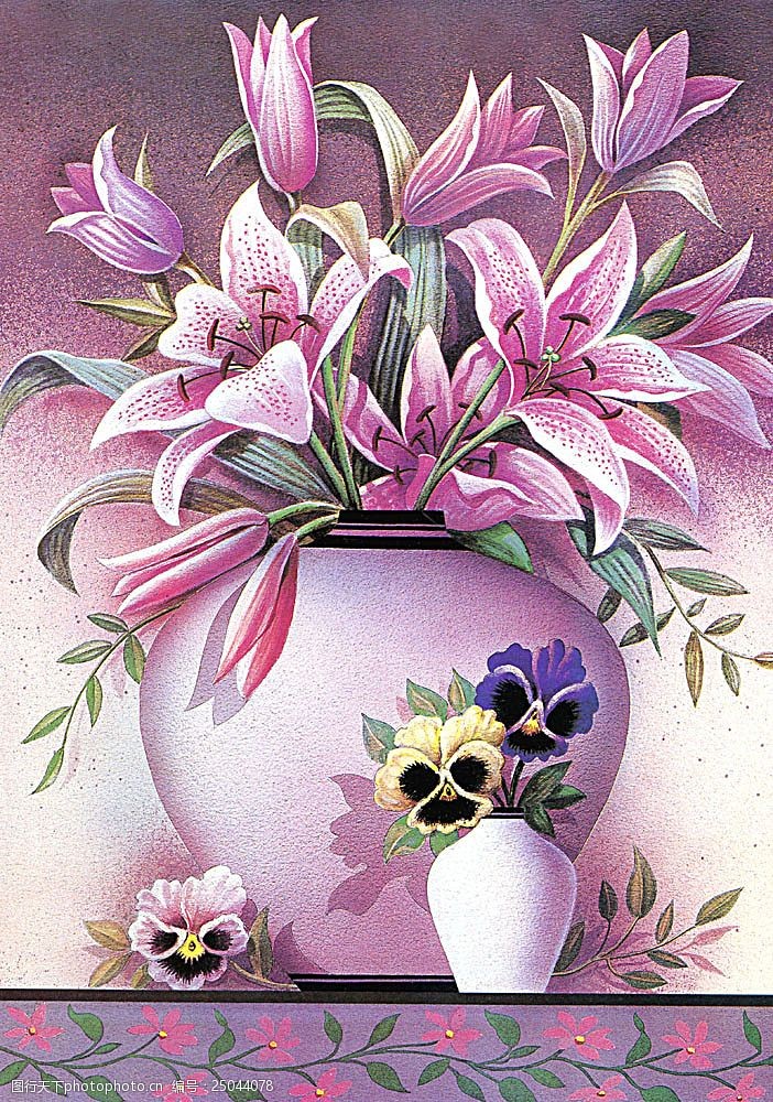 紫色百合花装饰画画芯