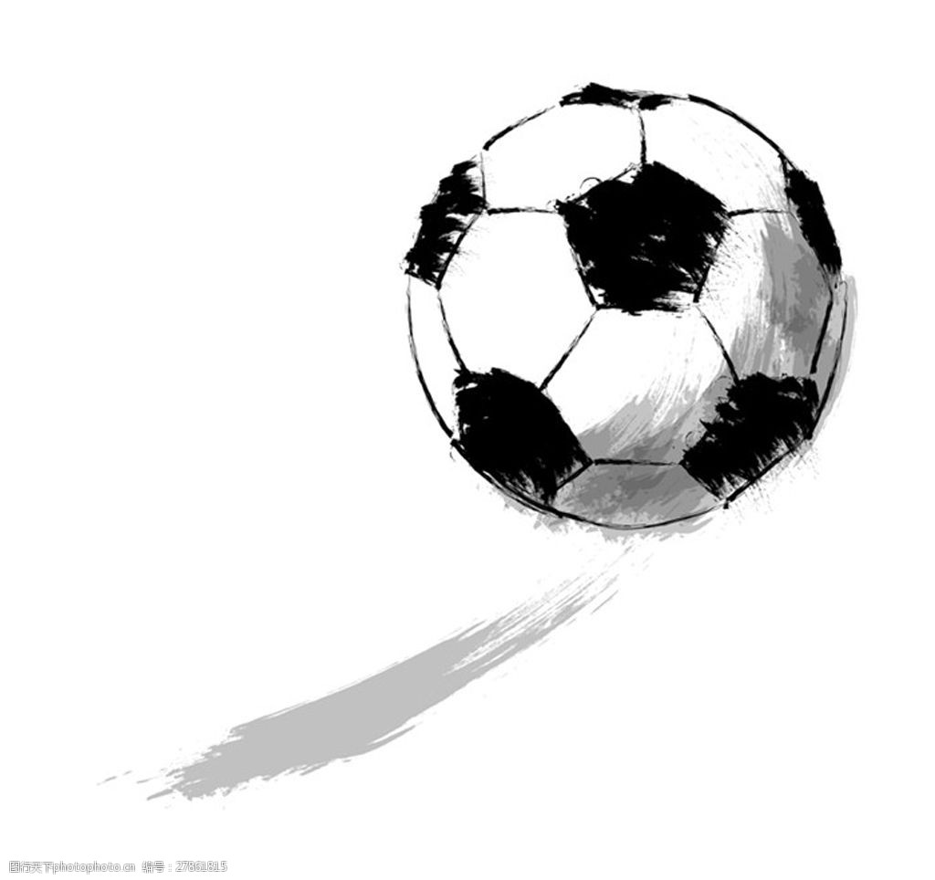 手绘水墨黑白足球