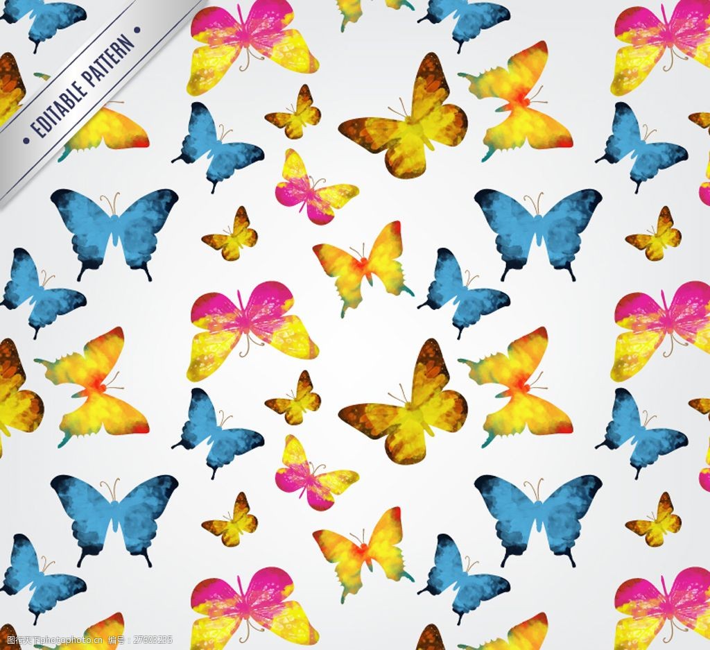 缤纷水彩蝴蝶矢量图