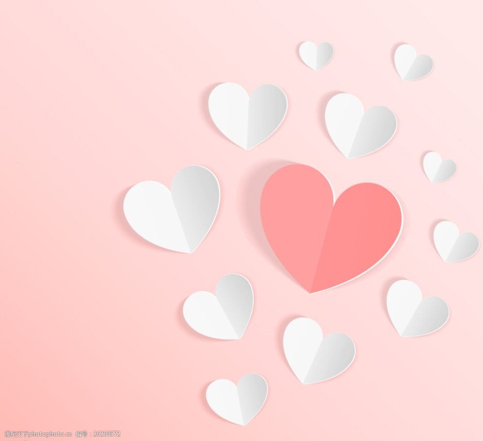 粉色心形剪纸背景图片