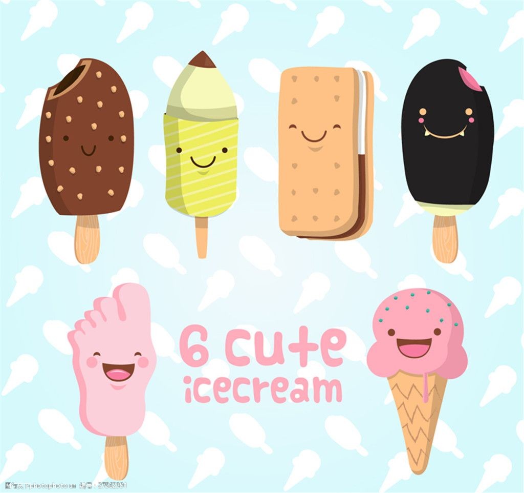6款可爱雪糕设计矢量素材