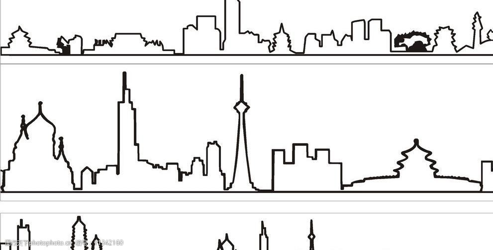 矢量线条城市建筑图图片